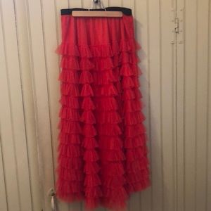 Red Tulle maxi skirt